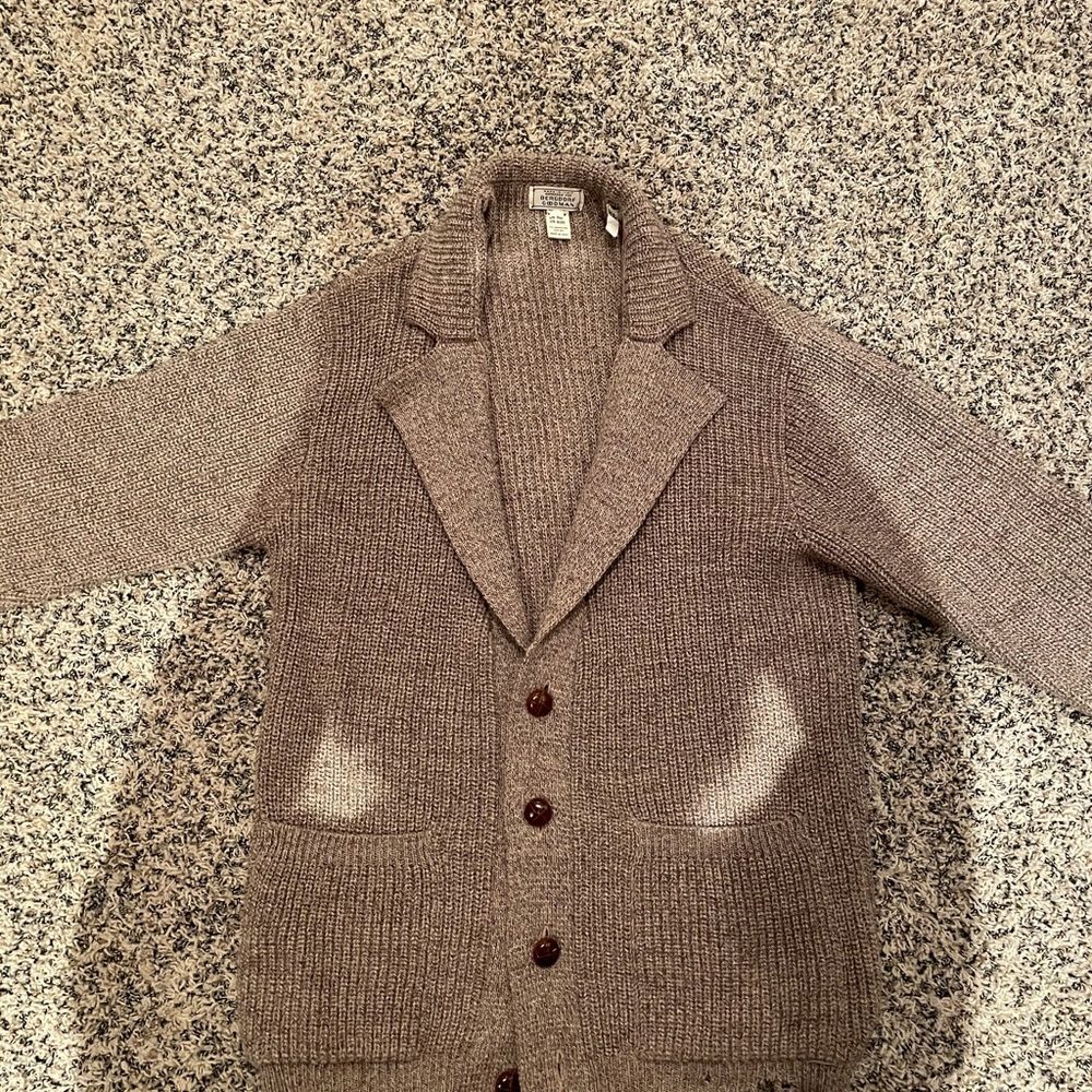 Vintage Bergdorf Goodman beige shawl neck sweater